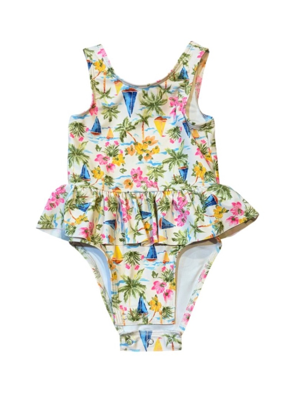 Old Navy Printed Ruffled One-Piece Swimsuit